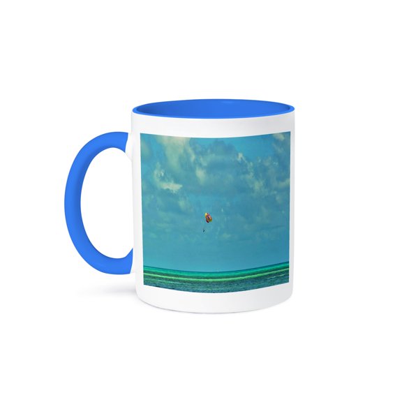 3drose, Parasailing in the Bahamas, 11oz Two-tone Blue Mug
