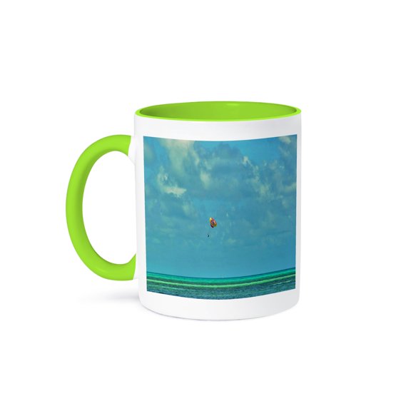 3drose, Parasailing in the Bahamas, 11oz Two-tone Green Mug