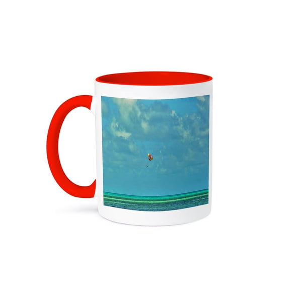 3drose, Parasailing in the Bahamas, 11oz Two-tone Red Mug
