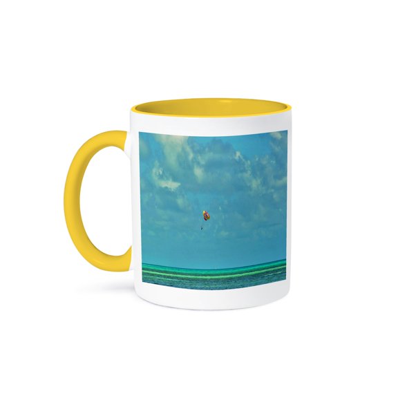 3drose, Parasailing in the Bahamas, 11oz Two-tone Yellow Mug