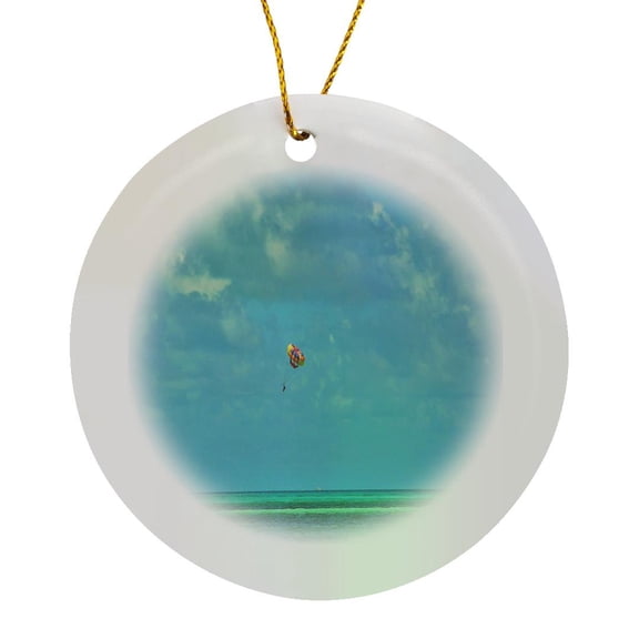 3drose, Parasailing in the Bahamas, Circle Porcelain Ornament