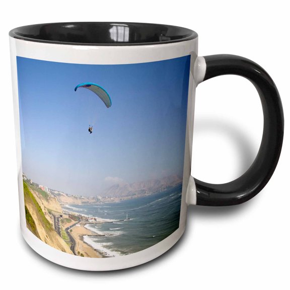 3drose, Parasailing, Miraflores, Lima, Peru - Sa17 Jme0525 - John and Lisa Merrill, 11oz Two-tone Black Mug