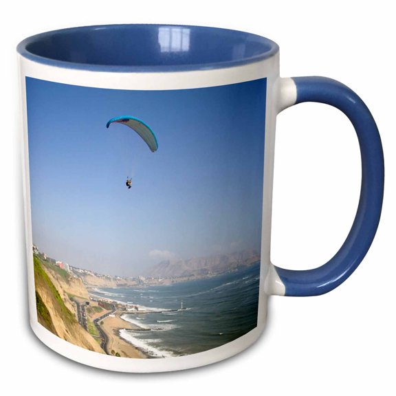3drose, Parasailing, Miraflores, Lima, Peru - Sa17 Jme0525 - John and Lisa Merrill, 11oz Two-tone Blue Mug