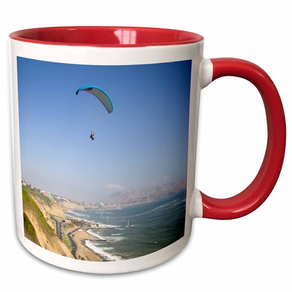 3drose, Parasailing, Miraflores, Lima, Peru - Sa17 Jme0525 - John and Lisa Merrill, 11oz Two-tone Red Mug