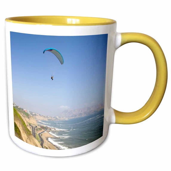 3drose, Parasailing, Miraflores, Lima, Peru - Sa17 Jme0525 - John and Lisa Merrill, 11oz Two-tone Yellow Mug