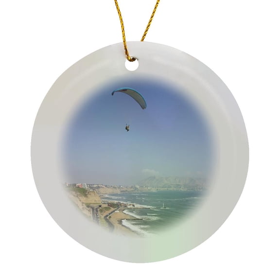 3drose, Parasailing, Miraflores, Lima, Peru - Sa17 Jme0525 - John and Lisa Merrill, Circle Porcelain Ornament