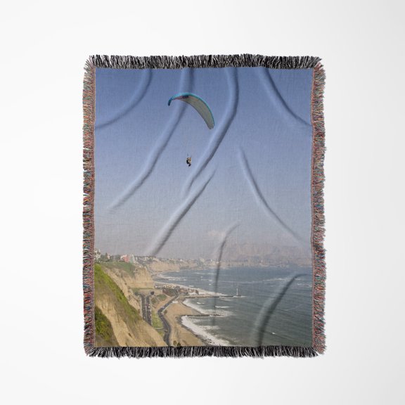 Parasailing, Miraflores, Lima, Peru - Sa17 Jme0525 - John And Lisa Merrill, Woven Blanket