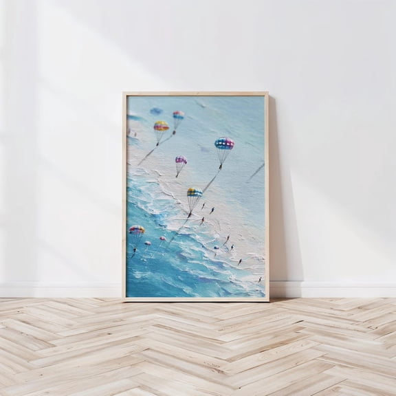 Parasailing Retro Beach Unframed Paper Print