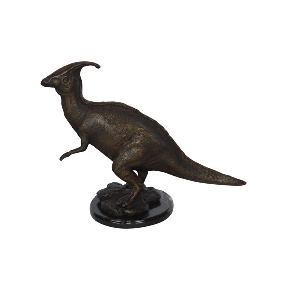 Nifao Parasaur Dinosaur Bronze Statue Home Decor Sculpture, 11"L x 23"W x 18"H