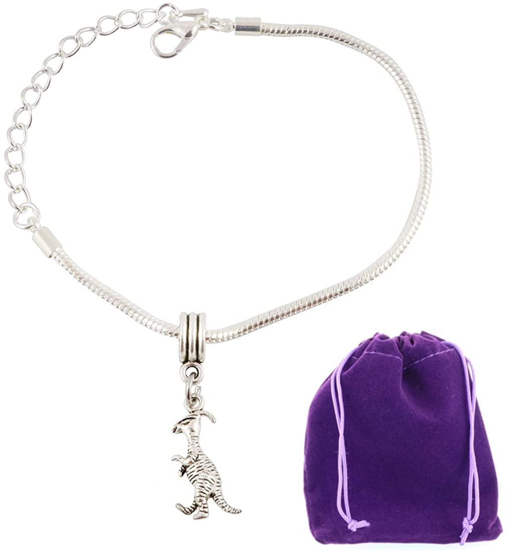 Parasaurolophus Dinosaur Snake Chain Charm Bracelet