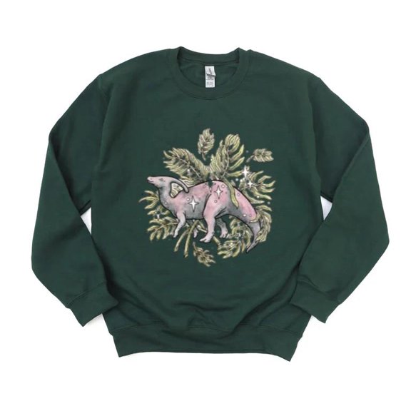 Parasaurolophus Palms Botanical Dinosaur Prehistoric Sweatshirt, for men & women, up to size 5XL