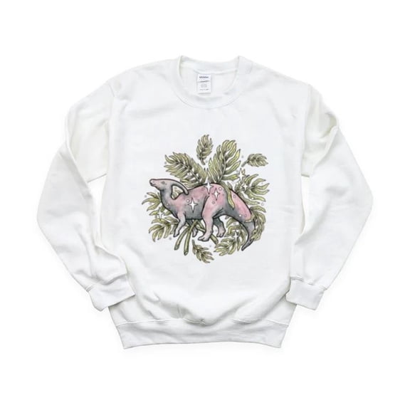 Parasaurolophus Palms Botanical Dinosaur Prehistoric Sweatshirt, for men & women, up to size 5XL