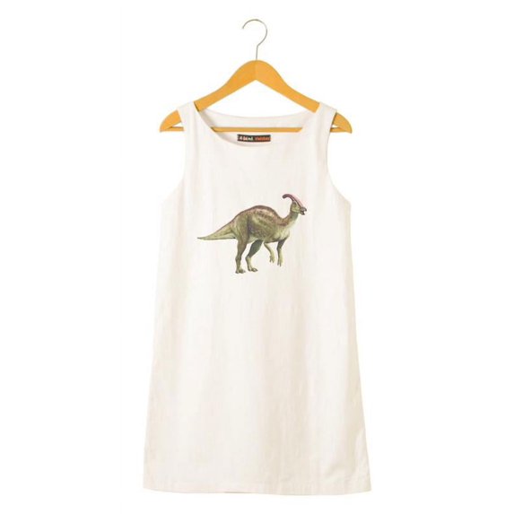 Parasaurolophus Printed Vintage 100% Cotton Linen Mini Shift Dress WDS_01 6