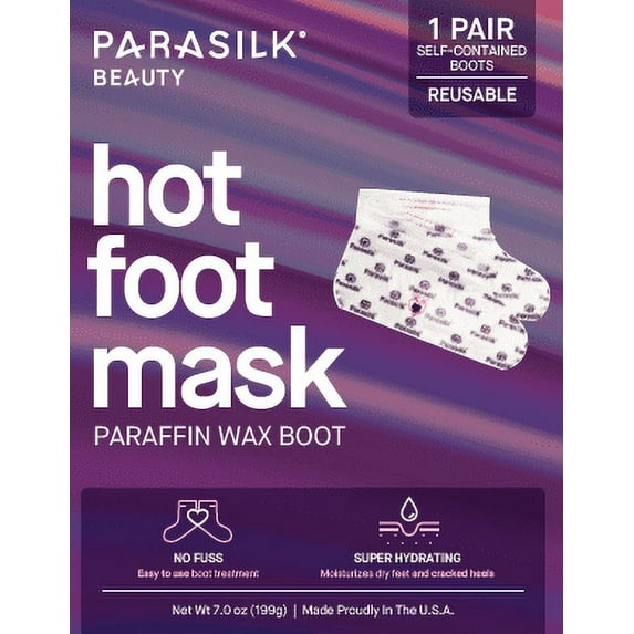 Parasilk Hot Foot Mask Paraffin Wax Boots, Moisturize Cracked Feet, 1 Pair
