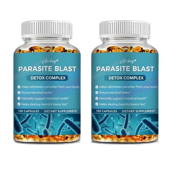 Parasite Blast Detox Complex Capsules - Promotes Intestinal Cleansing, Parasite Elimination - with Wormwood, Black Walnut, Cloves - 2 Bottles