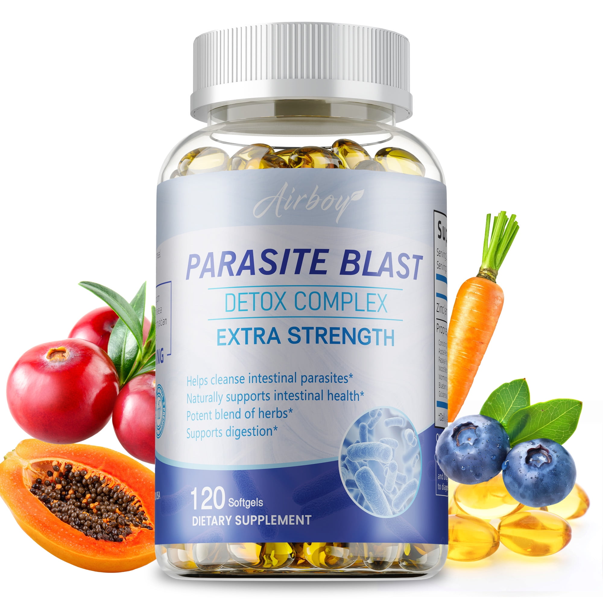 Parasite Blast Detox Complex - with Wormwood, Black Walnut Hull, Clove - Supports Gut Health - 120 Capsules