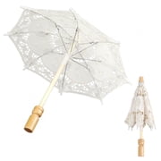 Parasol,Outdoor Lace Umbrella Vintage Embroidery Bride Umbrella Handmade Parasol Umbrella for Wedding Party Decoions,Small Size [Beige]