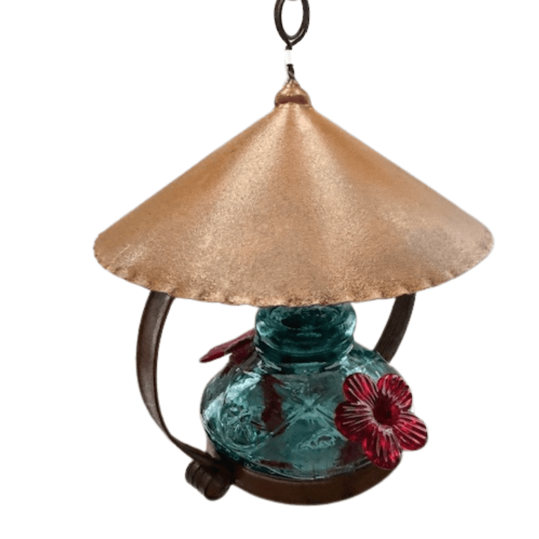 Parasol Pot De Creme Hummingbird Feeder With Shelter Aqua