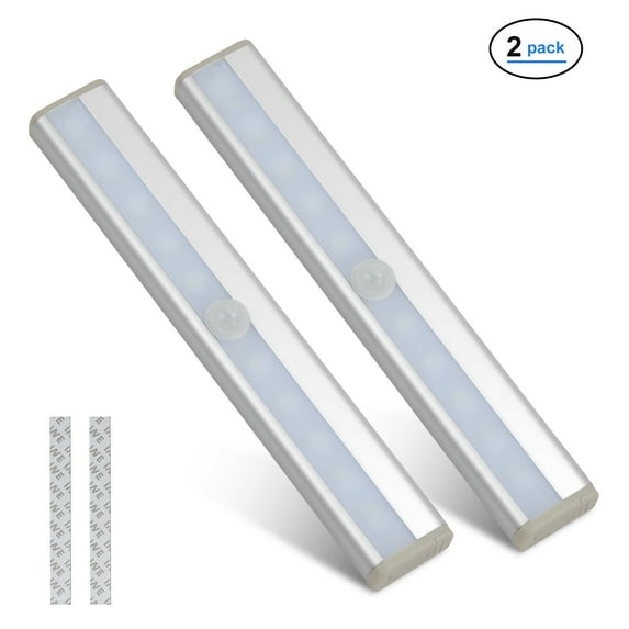 Parasom LED Under Cabinet Lights, Motion Sensor,Battery Powered Wireless Stick On Lights for Cabnet Closet Counter Kitchen Wardrobe 2Packs