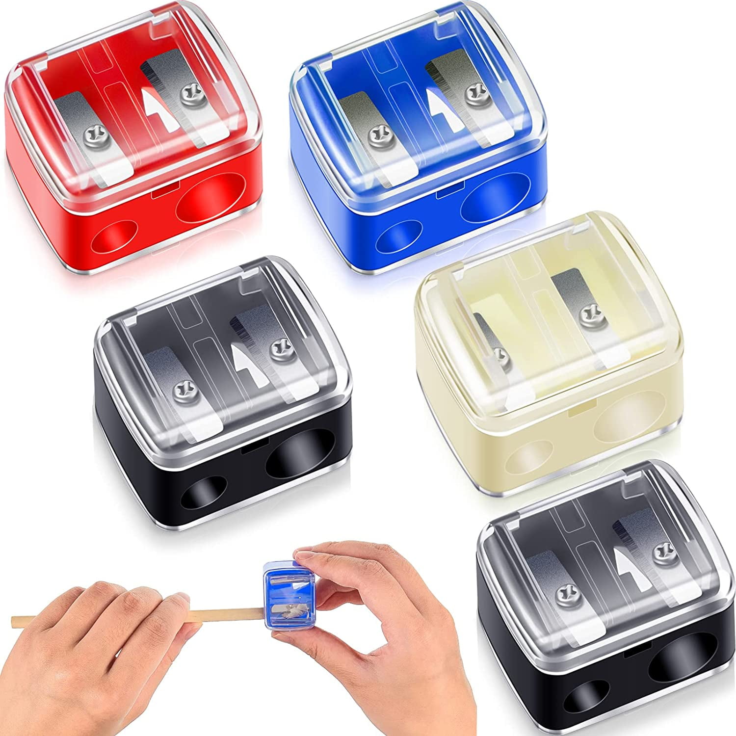 Paraugas 5 Pack Makeup Pencil Sharpener Eyeliner Sharpener Lip Pencil Sharpener Cosmetic Pencil Sharpener Dual Sharpener (Colorful)