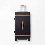 Paravel Aviator Trunk Checked Spinner Suitcase Travel Sandstone Black
