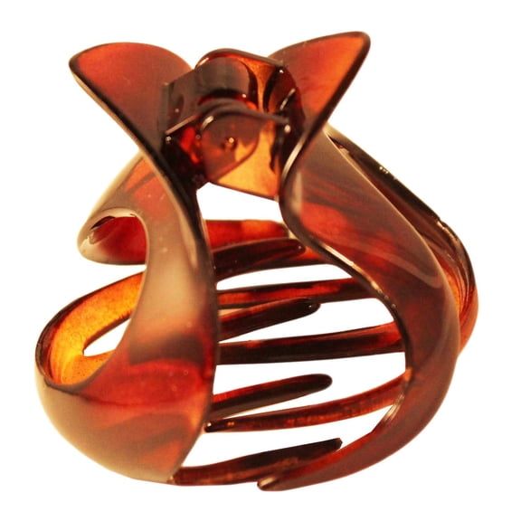 Parcelona France Open Heart Pony Medium Tortoise Shell Celluloid Hair Claw