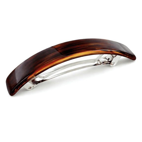 Parcelona French 3.5" Tortoise Shell Curved Rectangular Hair Clip Barrette Women