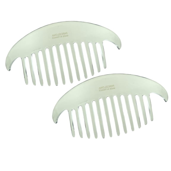 Parcelona French Alice Large Celluloid 12 Teeth Side Hair Combs for Women 2 Pcs