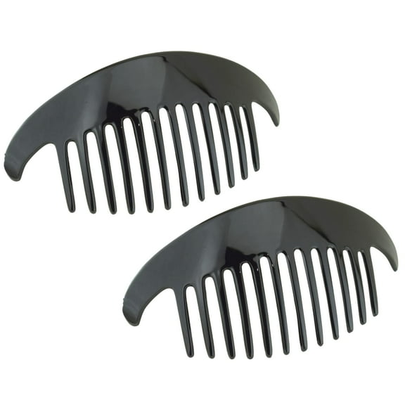 Parcelona French Alice Large Celluloid 12 Teeth Side Hair Combs for Women 2 Pcs