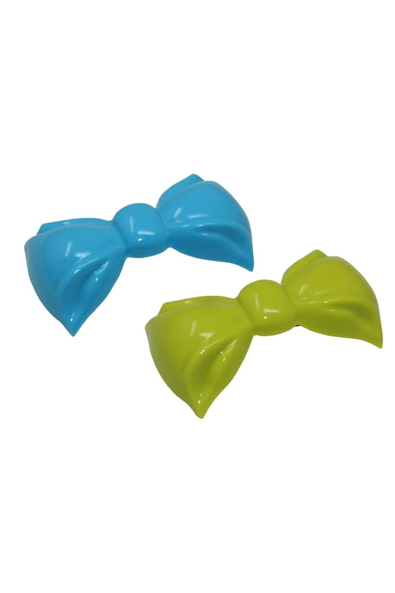 Parcelona French Angel Bow Blue and Green Small 2 Celluloid Set of 2 Hair Clip
