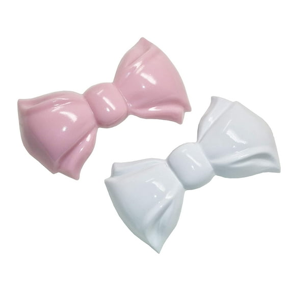 Parcelona French Angel Bow White and Light Pink Small 2” Hair Clip Barrette 2Pcs