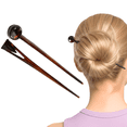 thumbnail image 1 of Parcelona French Baton Hair Sticks, Tortoise Shell Chignon Pin for Buns (Set of 2), 1 of 8