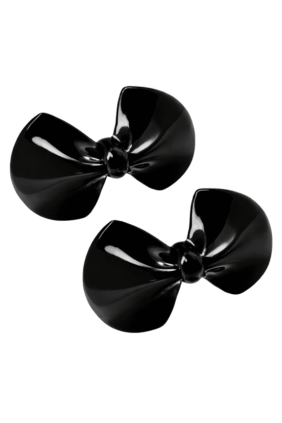 Parcelona French Bow Small Hair Barrette Black Hair Clips for Women - 2 Pieces