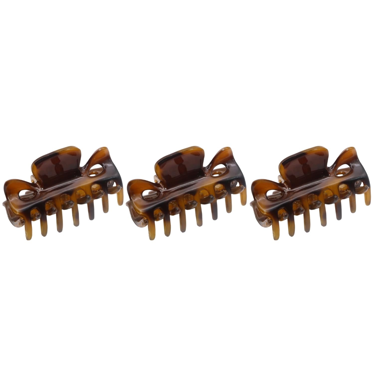 Parcelona French Classic 1.5" Small Celluloid Set of 3 Hair Claws for Women (Savana)