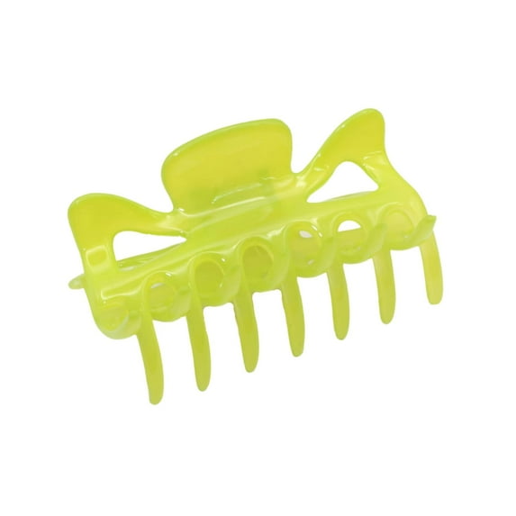 Parcelona French Classic 3" Medium Celluloid Covered Spring Hair Claw Clip (NeonLemonGreen)