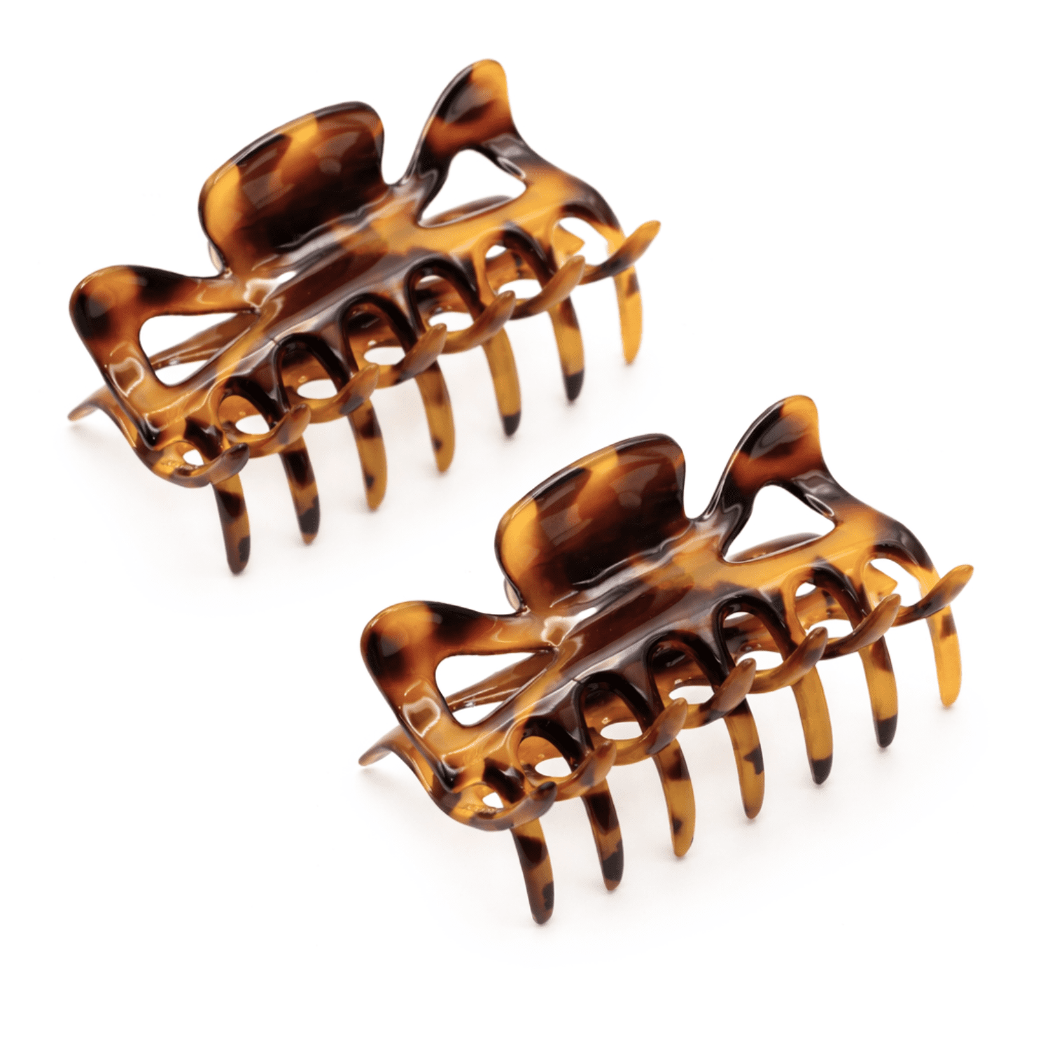 Parcelona French Classic 3" Medium Celluloid Hair Claws for Women & Girls (2Pcs) (Savana)
