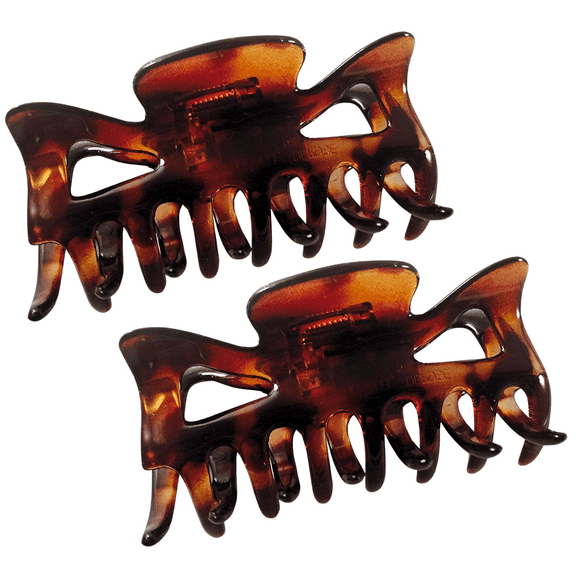 Parcelona French Classic Shaded Tortoise Shell Brown Medium Jaw Hair Claw 2 Pcs