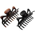 thumbnail image 1 of Parcelona French Classic Shell and Black Large Celluloid Jaw Hair Claw(2 Pcs), 1 of 8