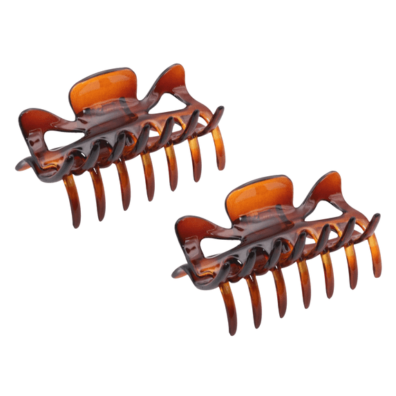 Parcelona French Classic Small 2.5" Celluloid Set of 2 Jaw Hair Claws for Women (TortoiseShell)