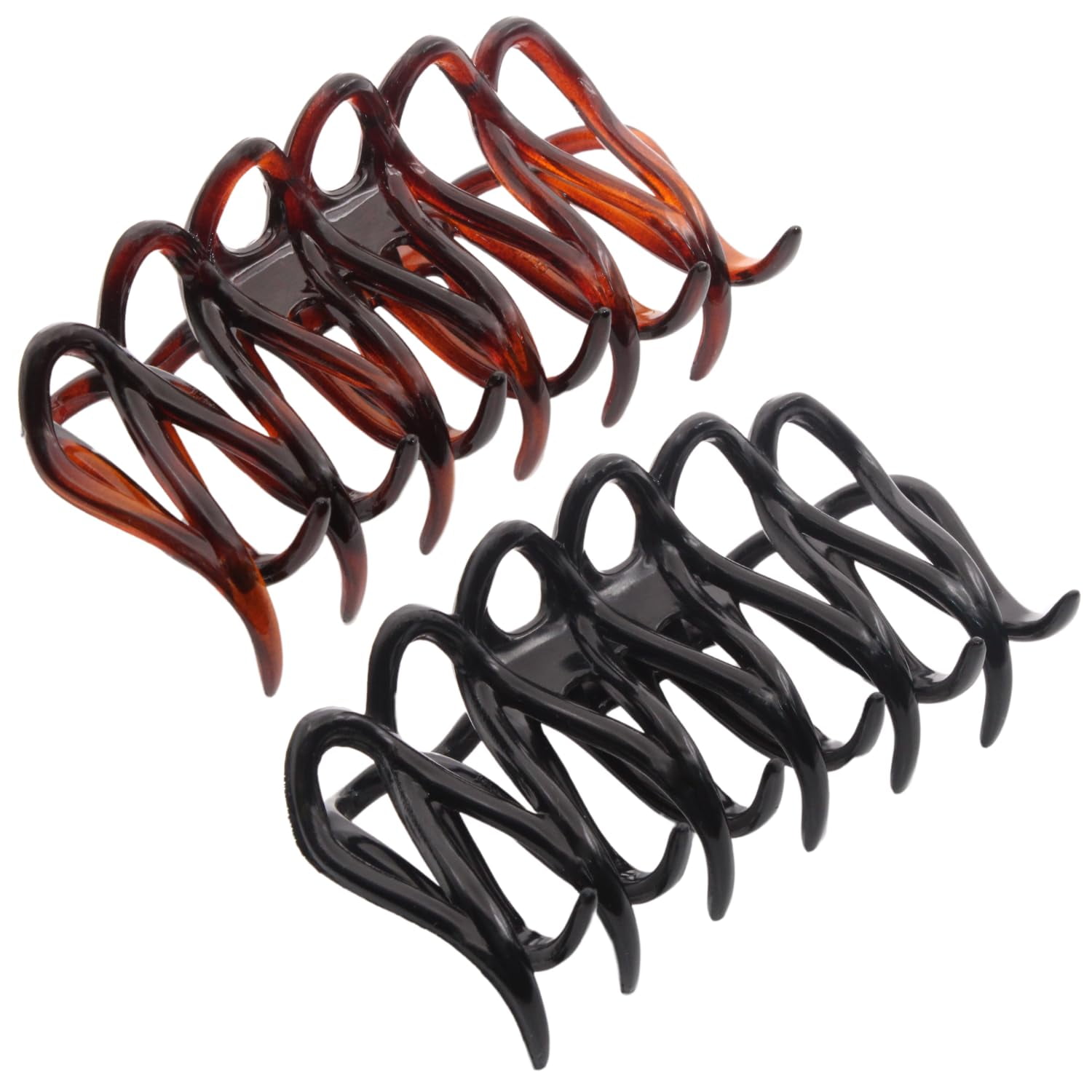 Parcelona French Dentelle Black & Shell Medium Jaw Claw Hair Clip 2 Pcs