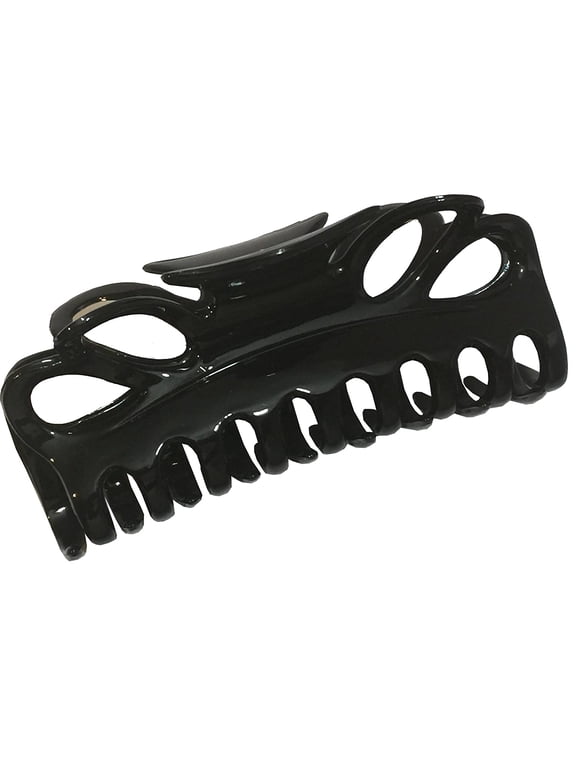Parcelona French Double Loop Large Black Claw Clip Clamp Clutcher 4.25 Inches