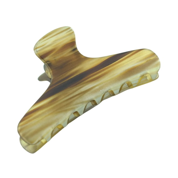 Parcelona French Flat Salon Style Medium 3 1/4" Celluloid Hair Claw for Women (GoldenBrownStreaks)