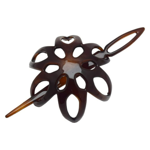 Parcelona French Fleur Small Shell Celluloid Hair Slider Bun Cover with Stick