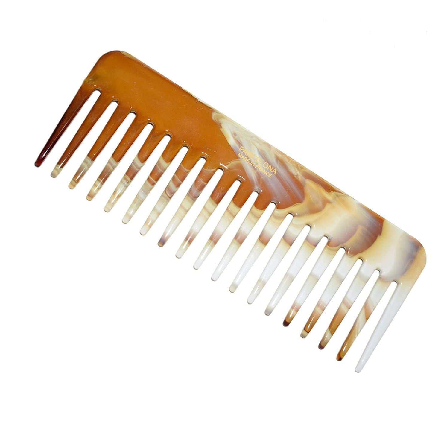 Parcelona French Fluffy Brown Ivory Large Wide Tooth Hair Detangling