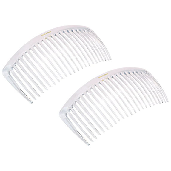 Parcelona French Glossy Large Cellulose Updo 23 Teeth Hair Side Combs(2 Pcs)
