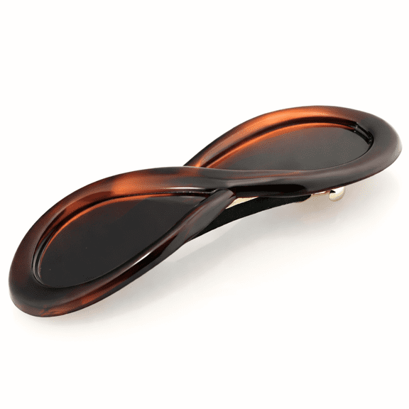 Parcelona French Infinity Barrette 4.25" Tortoise Shell Non Slip Hair Clip for Women
