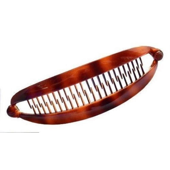Parcelona French Large Shell Brown Celluloid Ponytail Holder Banana Hair Clip