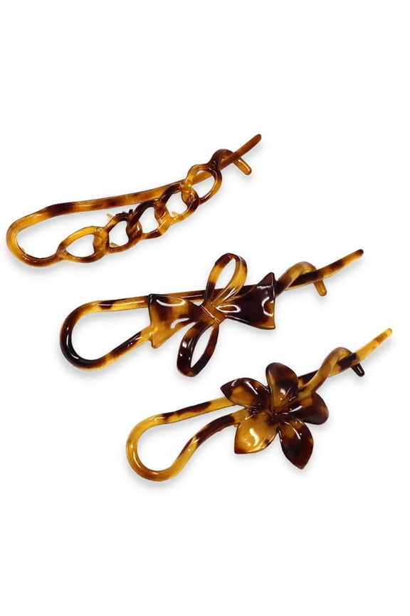 Parcelona French Large Twist N Clip Flower Bow Chain Hair Clip Barrettes
