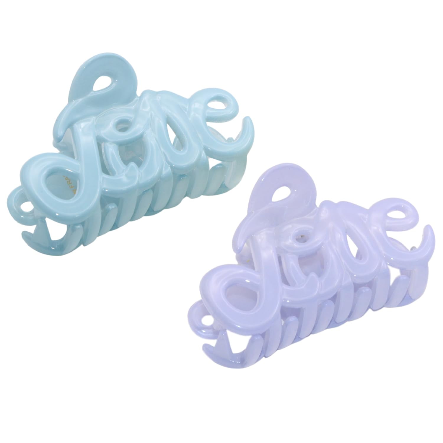 Parcelona French Love Small 2" Celluloid Acetate Hair Claws for Women and Girls (BlueandPurple)