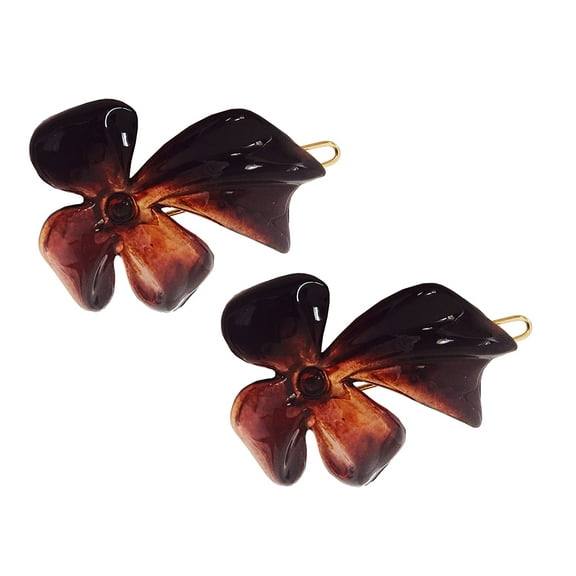 Parcelona French Lunaria Flower Small Shell Celluloid Snap on Hair Pin Barrette